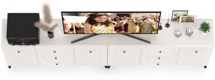 Валенсия Спальня 13.309 Комод + 13.309 Комод, ЛДСП белый шагрень/МДФ белый шагрень