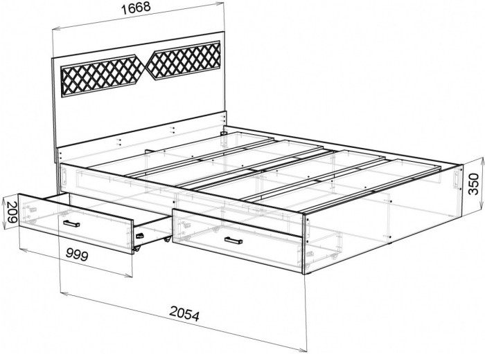 Николь Кровать 1600 (Венге / Лиственница светлая)