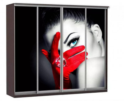 Шкаф купе Модерн 2362х450 4-х дверный 3-х секционный фотопечать №1 венге
