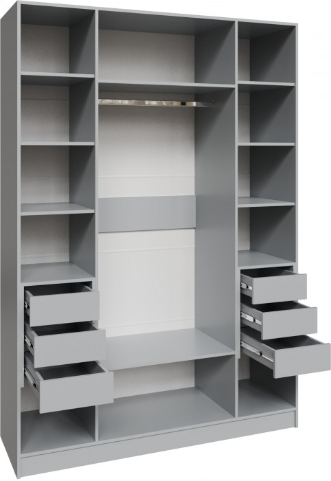 Шкаф Мадрид (1,6) с 6 ящ. внутри без зеркала, Камень серый