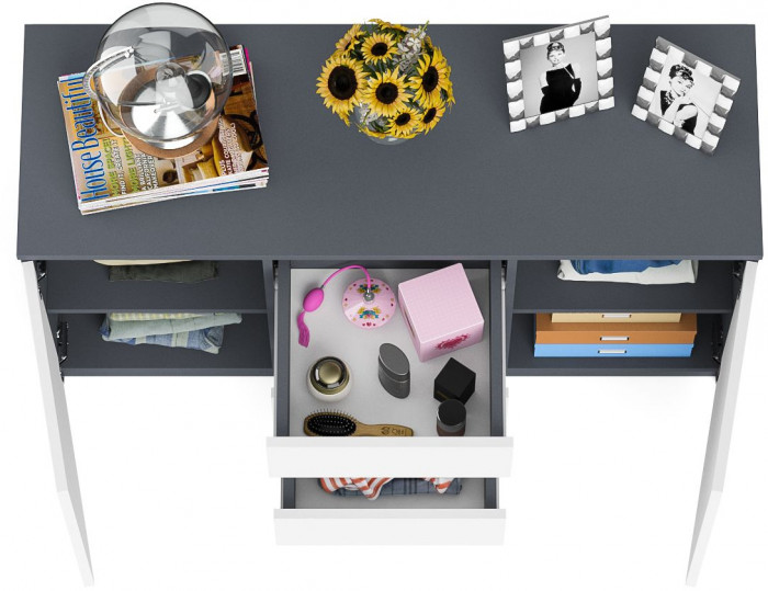 Мори Комод МК1200.3, цвет графит/белый, ШхГхВ 120,4х41х73 см.