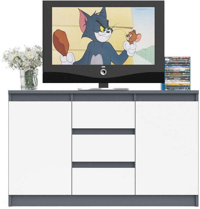 Мори Комод МК1200.3, цвет графит/белый, ШхГхВ 120,4х41х73 см.