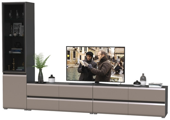 Сидней Комплектация № 129, цвет корпус: антрацит/фасады: МДФ веллюто капучино, ШхГхВ 309,8х41,3х205,2 см., универсальня сборка