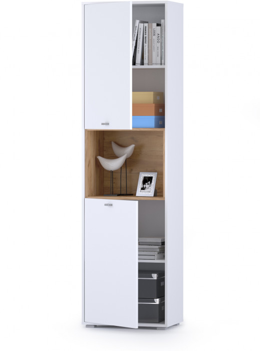 Бэль 10.04 Шкаф комбинированный, дуб крафт золотой/белый премиум