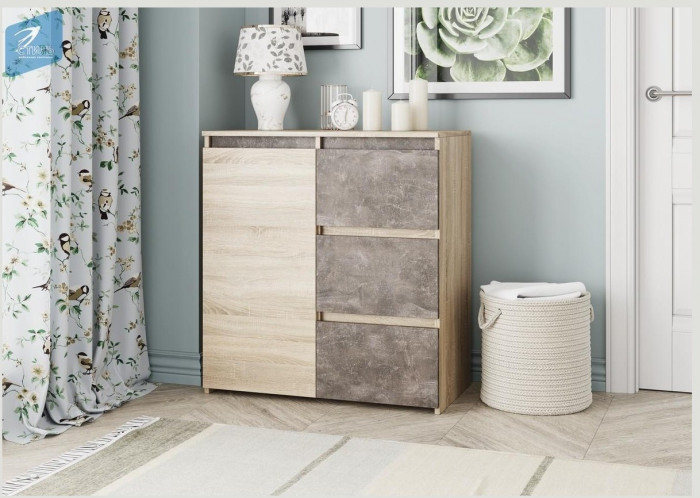 Милано-2 Комод (Ателье темное, Дуб сонома светлый)