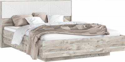 Сильвия Кровать парящая 1,6м (ортопед дерево) с подсветкой Браш Вайт/Дуб Юкон, Дуб Юкон