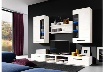 Модульная гостиная Кёльн, белый аляска/белый глянец