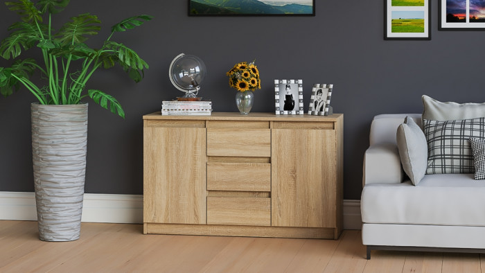 Мори Комод МК1200.3, цвет дуб сонома, ШхГхВ 120,4х41х73 см.