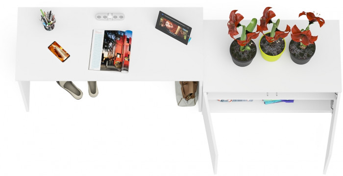 Мори Стол письменный МСП1200.1 + Тумба МА900.1, цвет белый, ШхГхВ 210,8х50,4х76,6 см., универсальная сборка