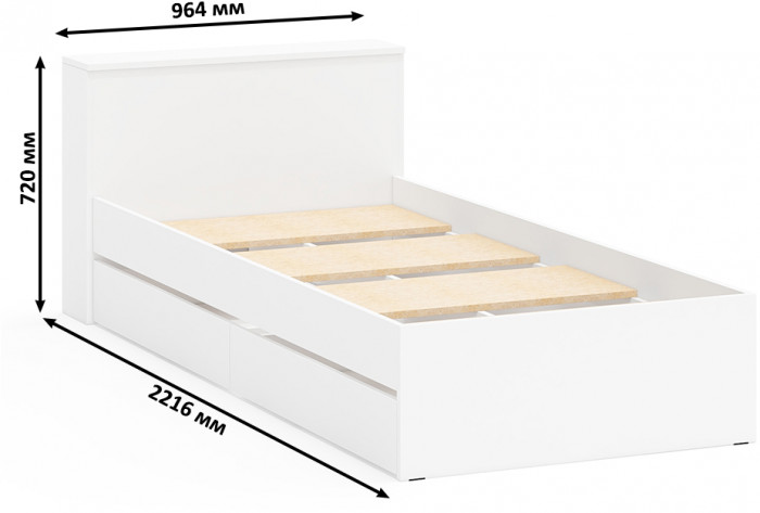 Ксения Кровать с ящиками 0900, белый