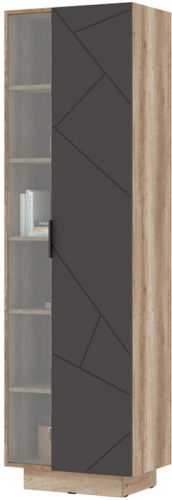 Даллас ПН 01 Пенал закрытый со стеклом (0,598х2,008х0,402) дуб каньон/МДФ софт графит