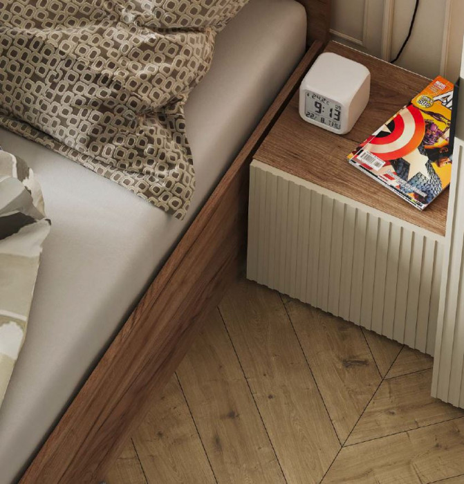 СОНАТА ТБ 01 Тумба прикроватная (400х365х340) Фасад МДФ МОНО КЕРАМИКА/Корпус ДУБ КРАФТ ТАБАЧНЫЙ