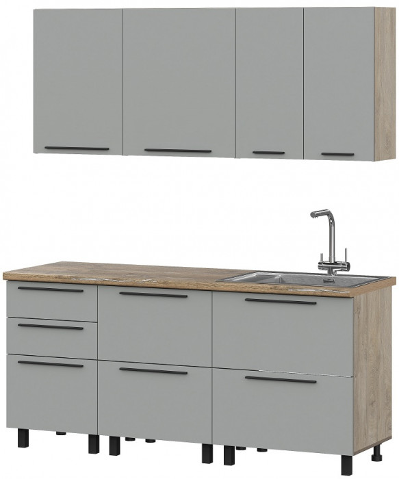 Кухня Этна 1.8 м. Комплект 1, софт грей