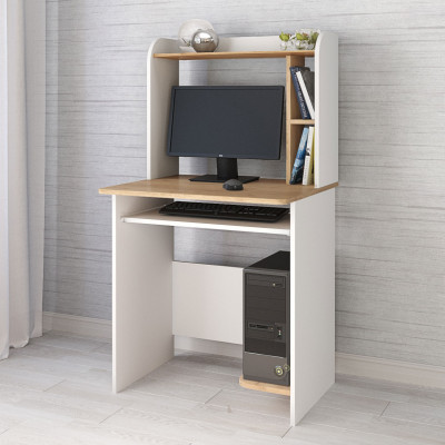 Стол компьютерный Грета-1 (700*1300*600) белый/дуб крафт золотой