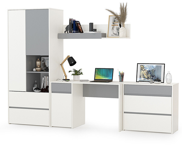 Торонто Компоновка № 03, белый шагрень/стальной серый