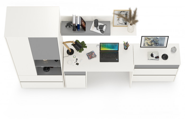 Торонто Компоновка № 03, белый шагрень/стальной серый