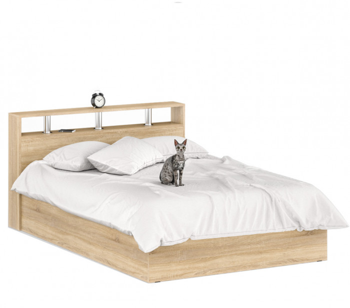 Камелия спальня № 1 Кровать 1400 + Две тумбы + Шкаф 4-х створчатый, дуб сонома