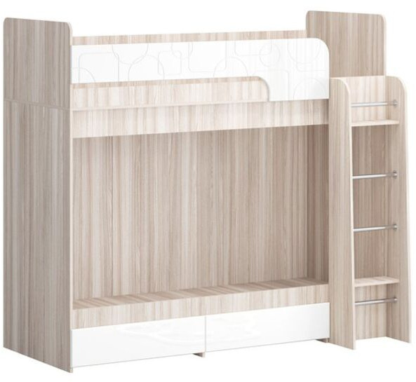 Двухъярусная кровать Бемби МДФ NEW, ясень (Латте глянец, Ясень шимо светлый)