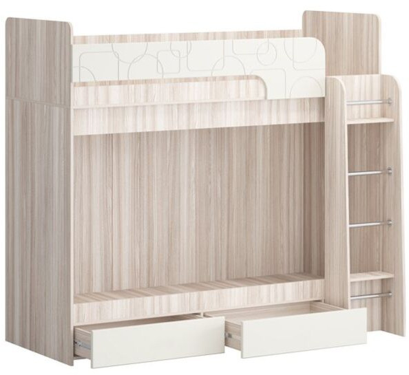 Двухъярусная кровать Бемби МДФ NEW, ясень (Латте глянец, Ясень шимо светлый)