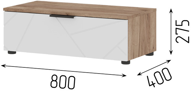ОРЕГОН ТБ 01 Тумба 800 (800х275х400) Фасад МДФ БЕЛЫЙ СУПЕРМАТ,ДУБ КРАФТ ТАБАЧНЫЙ/Корпус ДУБ КРАФТ ТАБАЧНЫЙ