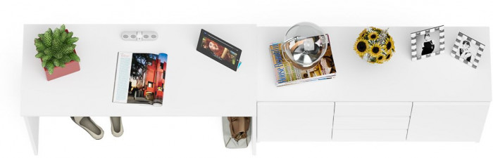 Мори Стол письменный МСП1200.1 + Комод МК1200.3, цвет белый, ШхГхВ 240,8х50х76,6 см., универсальная сборка