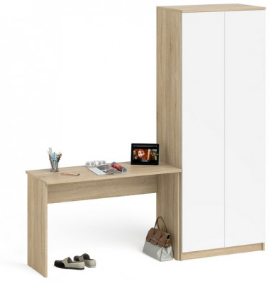 Мори Стол письменный МСП1200.1 + Шкаф МШ800.1, цвет дуб сонома/белый, ШхГхВ 200,8х50,4х209,6 см., универсальная сборка