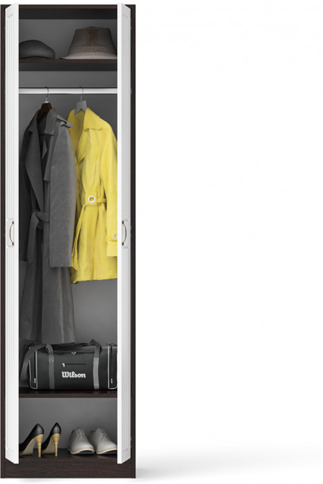 Прихожая П-6 Шкаф, цвет венге/фасады МДФ белое дерево фрезеровка прованс, ШхГхВ 60х50х210 см.