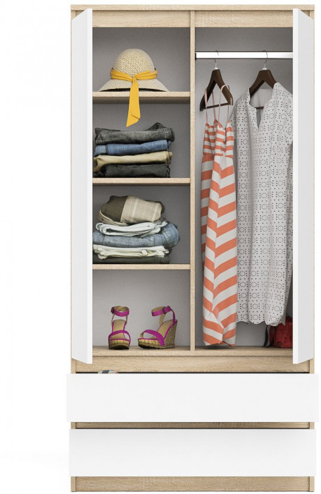 Мори Шкаф МШ900.1, цвет дуб сонома/белый, ШхГхВ 90,4х50,4х179,6 см.