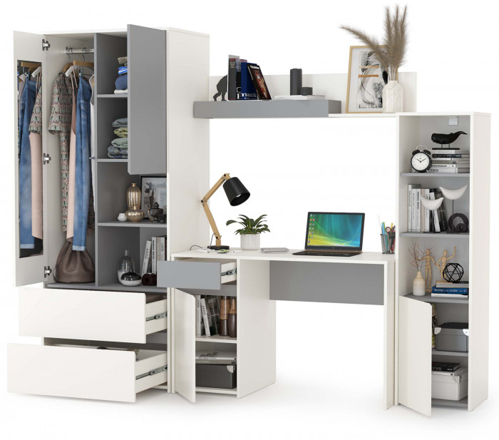 Торонто Компоновка № 04, белый шагрень/стальной серый