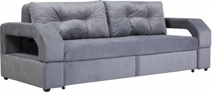 Диван еврокнижка Манчестер с подсветкой 160 велюр серый
