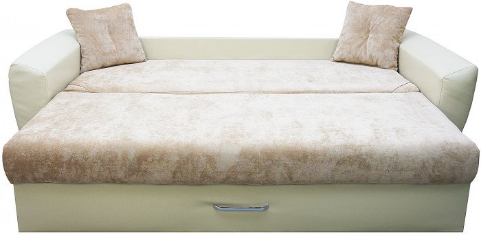 Диван-кровать Амстердам Люкс, 160х195, еврокнижка, независимый пружинный блок, велюр/экокожа, бежевый