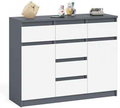 Мори Комод МК1200.4, цвет графит/белый, ШхГхВ 120,4х41х94 см.