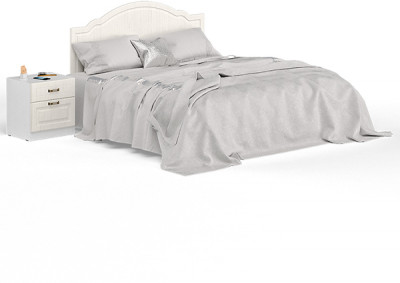 Ливерпуль Кровать 11.08 + основание + ножки + Тумба 08.146, цвет ясень ваниль/белый, ШхГхВ 266х204х112 см., сп. м. 1600х2000 мм., б/м, ортопед есть