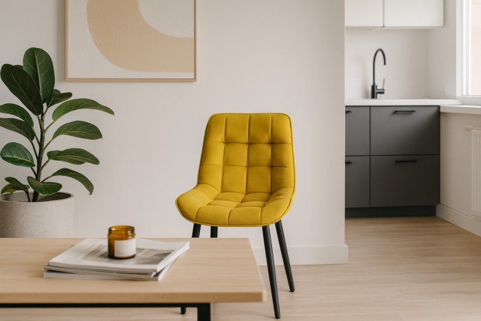 Стул "Бостон" черный матовый Velutto 40 желтый