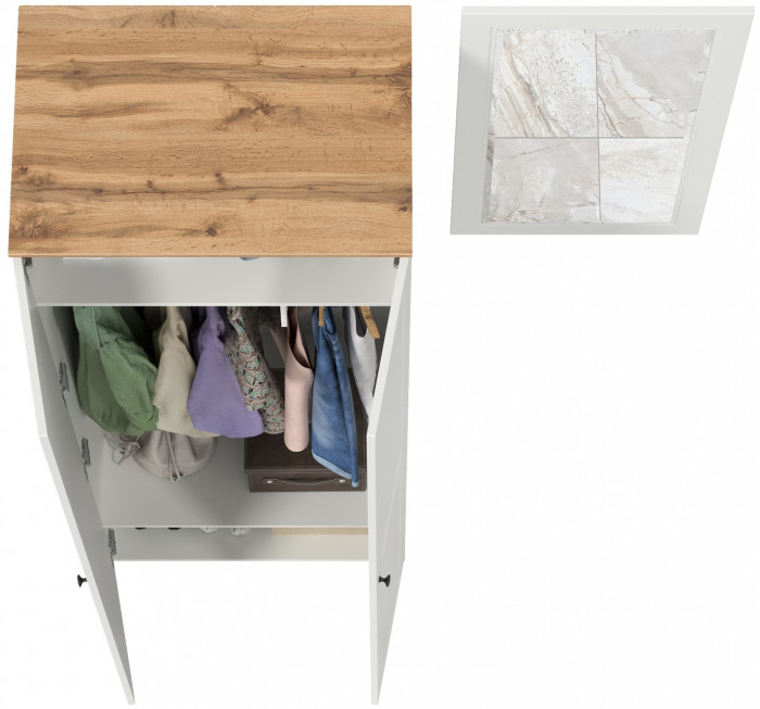 Остин Прихожая 07, белый шагрень/дуб крафт золотой