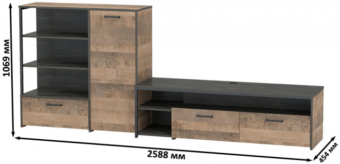 Трувор 13.70 Тумба под ТВ + 13.307.01 Комод, дуб гранж песочный/интра