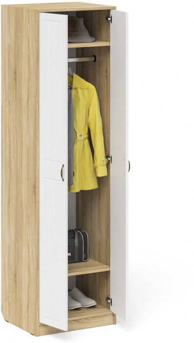 Прихожая П-6 Шкаф, цвет дуб сонома/фасады МДФ белое дерево фрезеровка прованс, ШхГхВ 60х50х210 см.