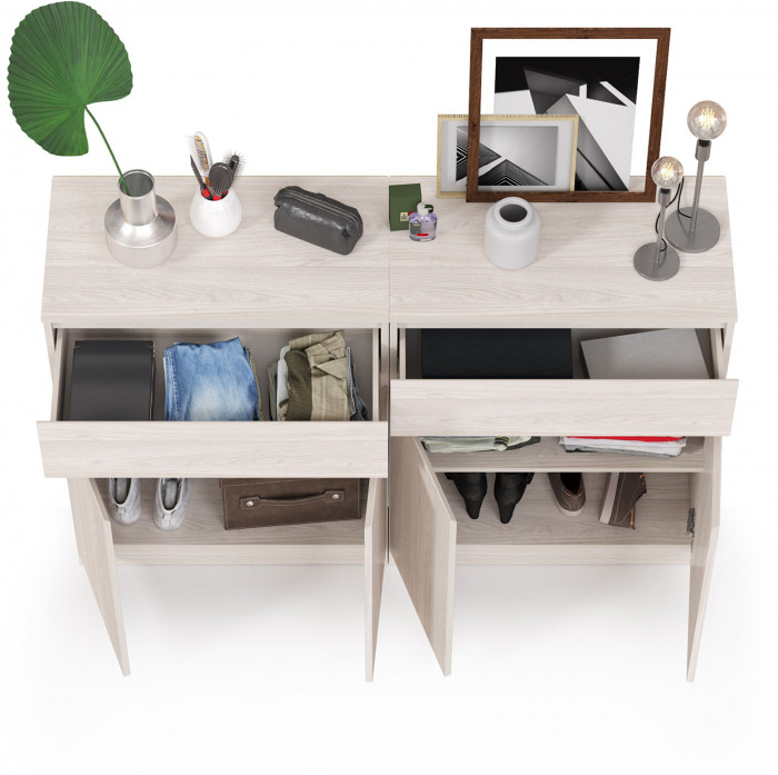 КР100 Ника прихожая 13.317.03 Комод + 13.317.03 Комод, цвет ясень анкор светлый, ШхГхВ 144х38,1х97,7 см.