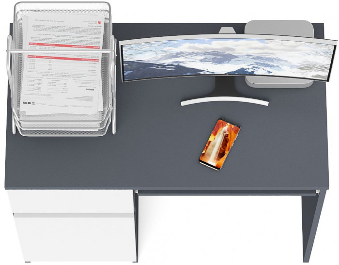 Мори компьютерный стол МС-1 левый, графит/белый