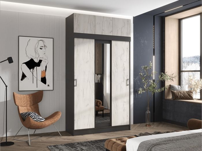 Бася Шкаф-купе с антресолью (Дуб Крафт Золотой / Белый Глянец)