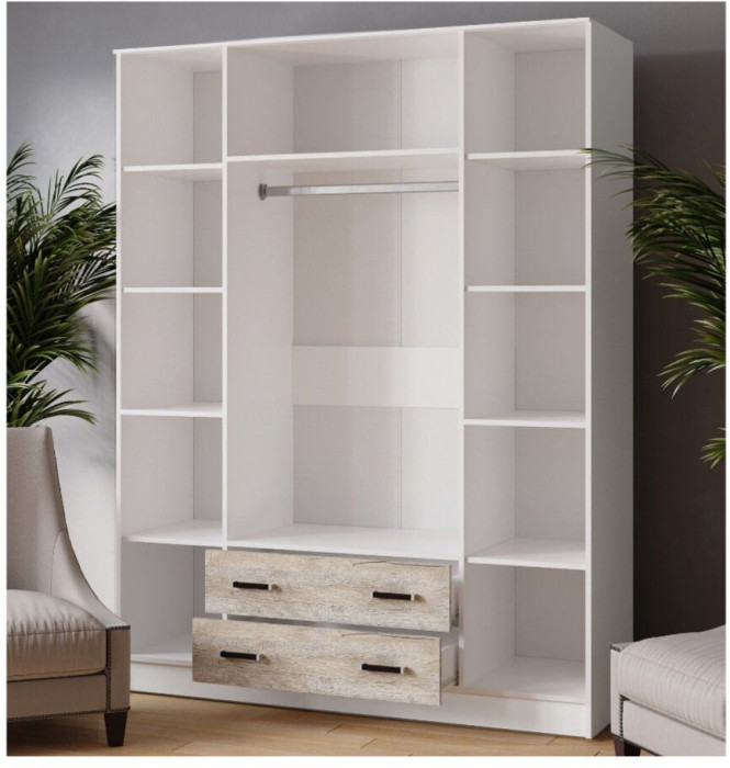 Шкаф комбинированный Лагуна 1600 белый/дуб юкон