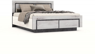 Кровать 160х200 "Ривьера" №1 с щитовым основанием - Канадский дуб арктик/Бетон спаркс