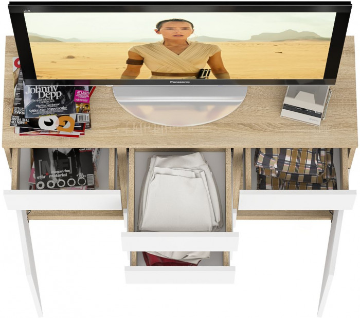 Мори Комод МК1200.4, цвет дуб сонома/белый, ШхГхВ 120,4х41х94 см.