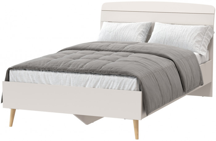 Афина Спальня 4-22905М1к.с. Кровать 1200, цвет кашемир серый, ШхГхВ 123,6х210,2х95,7 см., сп.м. 1200х2000 мм, б/м, основание есть - фанера, ножки: тик