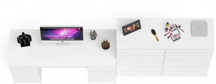 Мори Стол компьютерный МС-2 + Комод МК1200.10, цвет белый, ШхГхВ 255,8х50х115 см., универсальная сборка