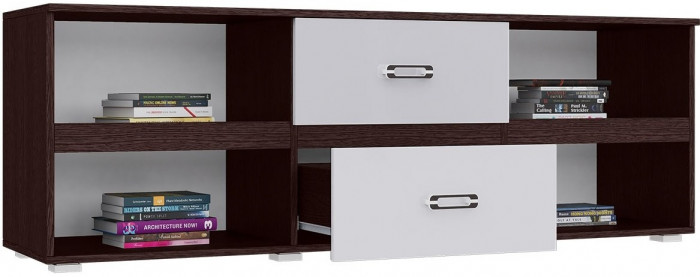 Модульная гостиная Ким, композиция 4 (Белый глянец, Венге)