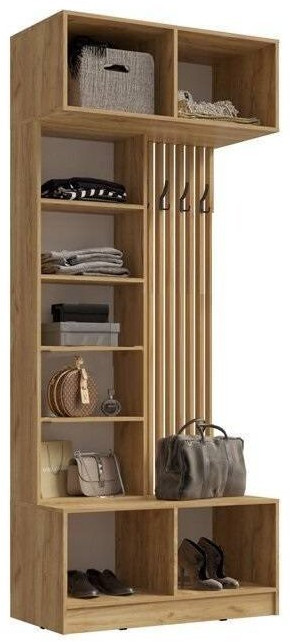 Модульная прихожая Роджина, комп.4 (Белый глянец, Дуб Крафт Золотой)