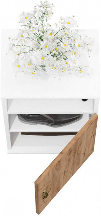 Лидер-8 Модуль Тумба МД 3.19, белый шагрень/крафт золото