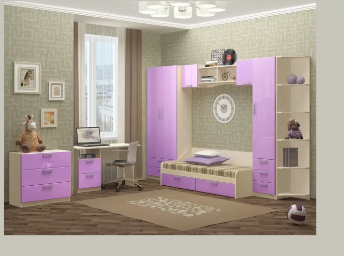 Модульная детская Юниор-7 МДФ (композиция 2)