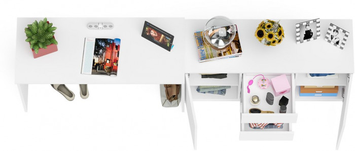 Мори письменный стол МСП1200.1 + Комод МК1200.3, белый